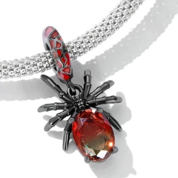 Sterling Silver with Black Plated Gold Black Widow Charm - Picture 6 of 7